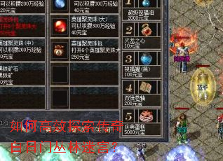如何高效探索传奇白日门丛林迷宫? 如何高效探索传奇白日门丛林迷宫?