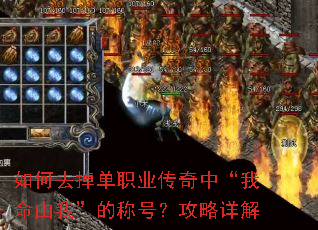 如何去掉单职业传奇中“我命由我”的称号?攻略详解 如何去掉单职业传奇中“我命由我”的称号?攻略详解